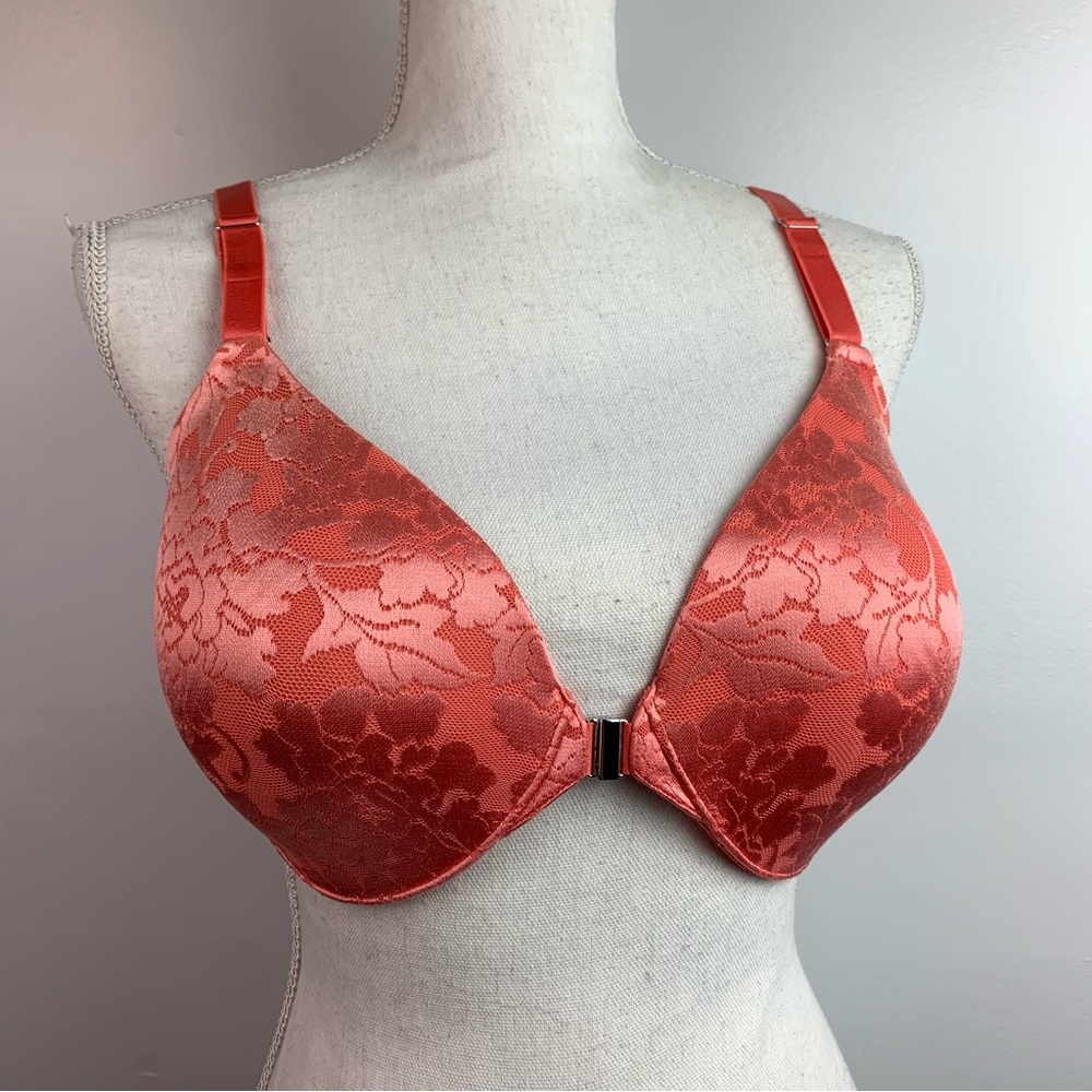 Soma Vanishing Back Full Coverage Front Closure Peach Lace Bra